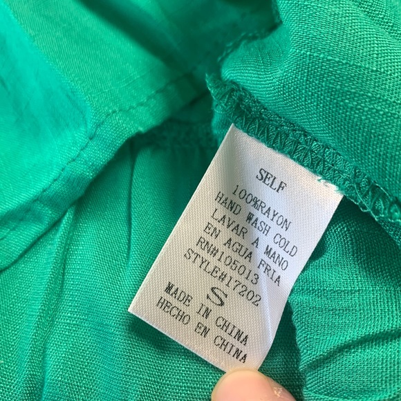 NWT Entro Emerald green Block Me Out tiered ruffle top sz Small - Picture 9 of 9